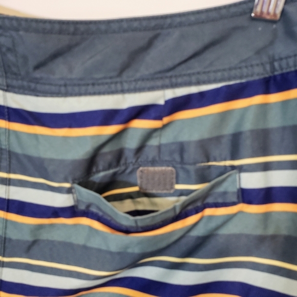 Gap Factory Size Large Board Shorts Swim Trunks Mesh Lined Striped Blue Green - Picture 11 of 15